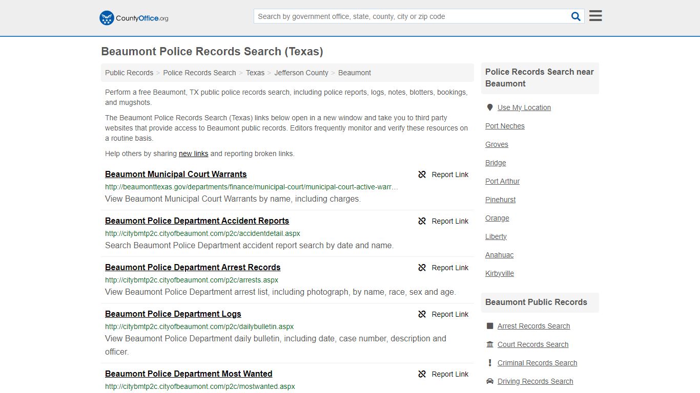 Police Records Search - Beaumont, TX (Accidents & Arrest Records)